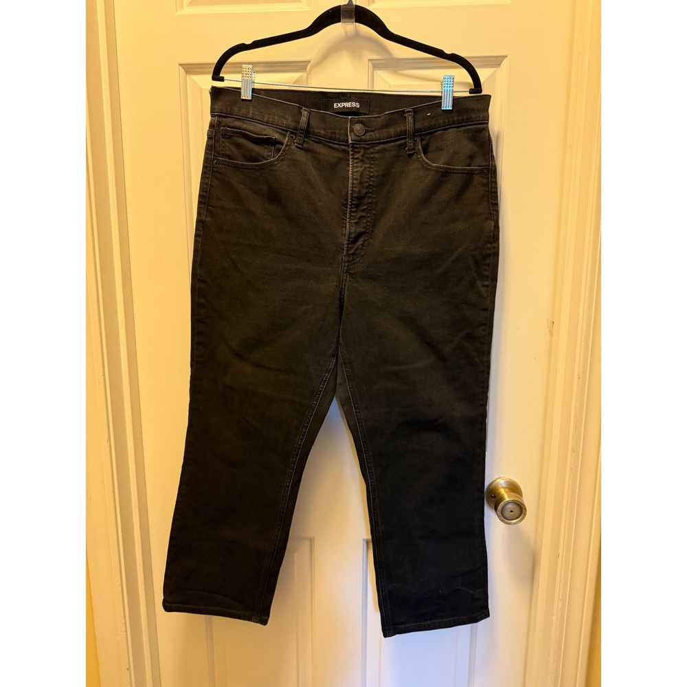 Express Original Straight Super High Rise Jeans Black Size 14